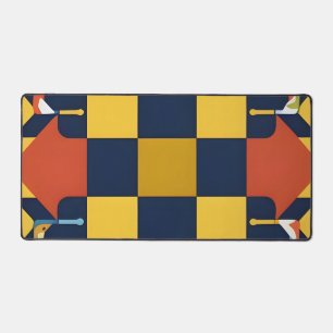 Abstract Geometric Pattern with Arrows Desk Mat