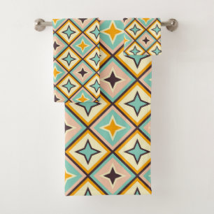 Abstract geometric pattern with diamond shapes bath towel set