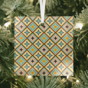 Abstract geometric pattern with diamond shapes glass tree decoration