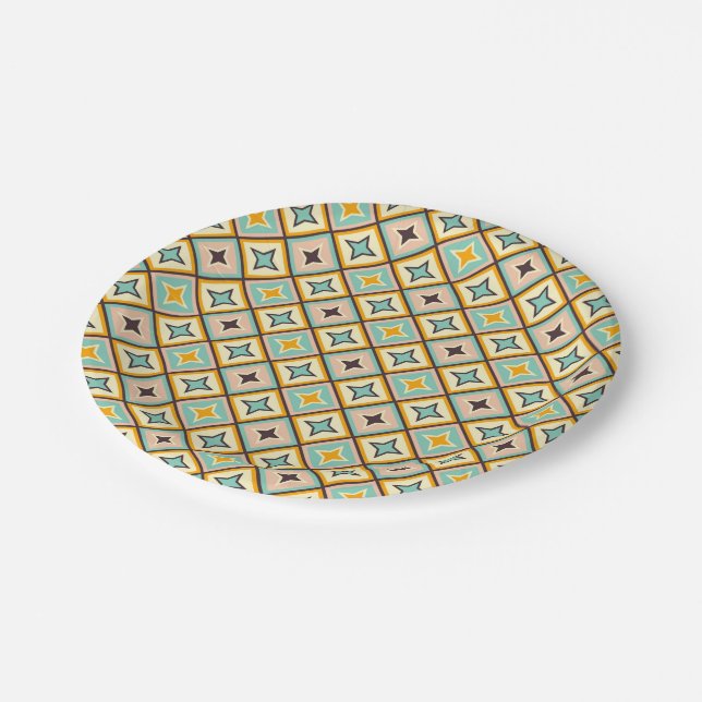 Abstract geometric pattern with diamond shapes paper plate (Angled)