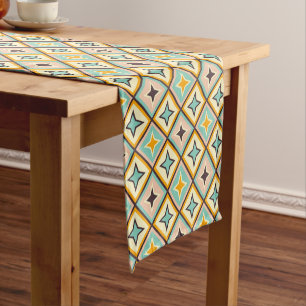 Abstract geometric pattern with diamond shapes short table runner