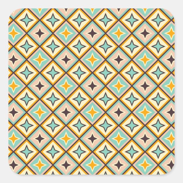 Abstract geometric pattern with diamond shapes square sticker (Front)