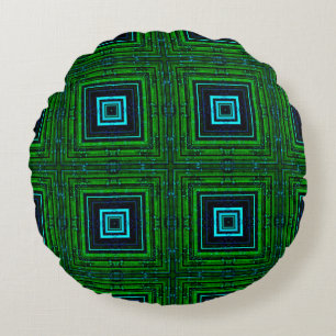 Abstract geometric pattern with kaleidoscope abstr round cushion