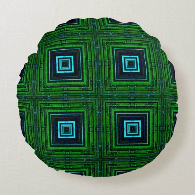 Abstract geometric pattern with kaleidoscope abstr round cushion (Front)