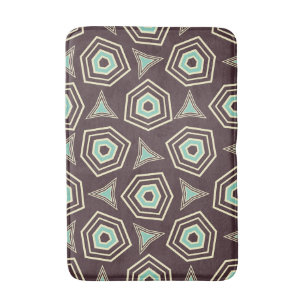 Abstract geometric pattern with layered pentagons  bath mat