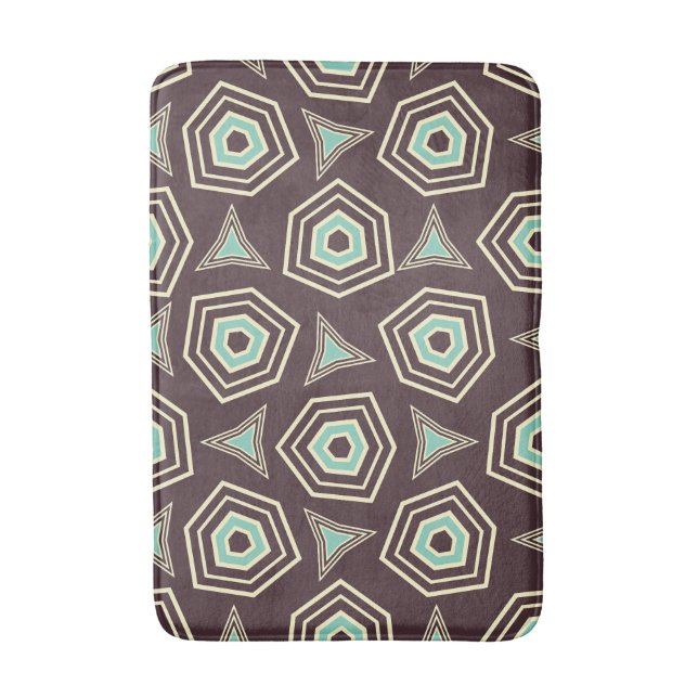 Abstract geometric pattern with layered pentagons  bath mat (Front Vertical)