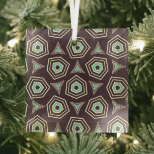 Abstract geometric pattern with layered pentagons glass tree decoration