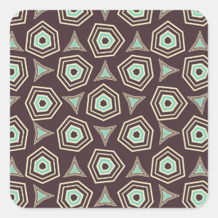 Abstract geometric pattern with layered pentagons square sticker