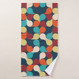 Abstract Geometric Pattern with leaves, drops. Col Bath Towel