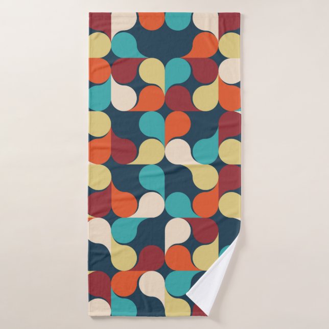 Abstract Geometric Pattern with leaves, drops. Col Bath Towel (Bath Towel)