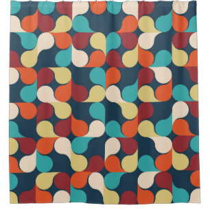 Abstract Geometric Pattern with leaves, drops. Col Shower Curtain
