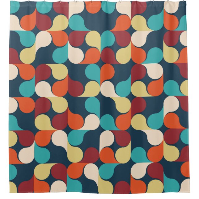 Abstract Geometric Pattern with leaves, drops. Col Shower Curtain (Front)