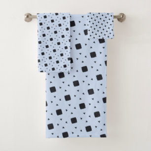 Abstract Geometric Pattern with Squares & Triangle Bath Towel Set