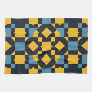 Abstract Geometric Pattern with Vibrant Colours Tea Towel