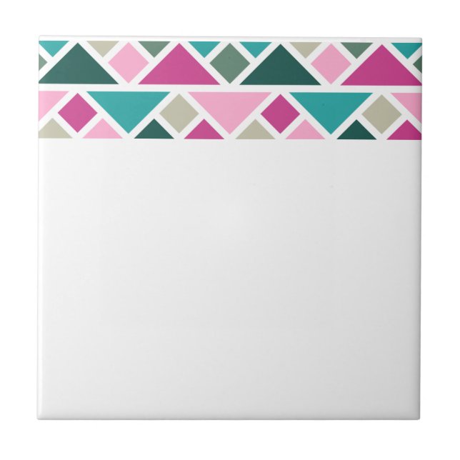 Abstract geometric pink fuchsia turquoise tile (Front)