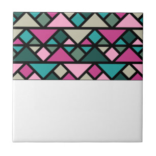 Abstract geometric pink fuchsia turquoise tile