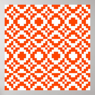 Abstract geometric pixelated seamless pattern. Mos Poster