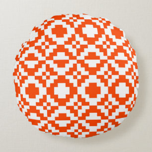 Abstract geometric pixelated seamless pattern. Mos Round Cushion