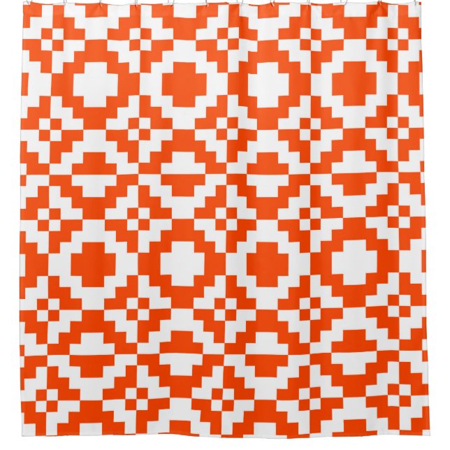 Abstract geometric pixelated seamless pattern. Mos Shower Curtain (Front)