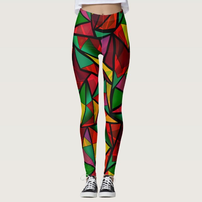 Abstract , geometric , polygonal leggings (Front)