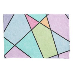Abstract Geometric Pretty Pastel Blue Pink Lilac Pillowcase