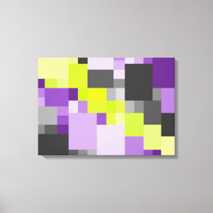 Abstract Geometric Purple green grey Pattern Canvas Print