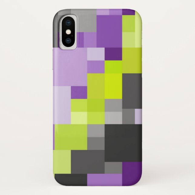 Abstract Geometric Purple green grey Pattern Case-Mate iPhone Case (Back)