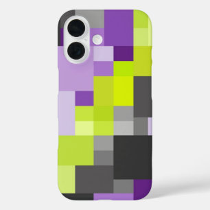 Abstract Geometric Purple green grey Pattern iPhone 16 Case