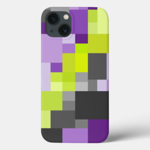Abstract Geometric Purple green grey Pattern iPhone 13 Case