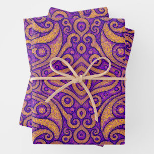 Abstract Geometric Purple Pattern Wrapping Paper Sheet