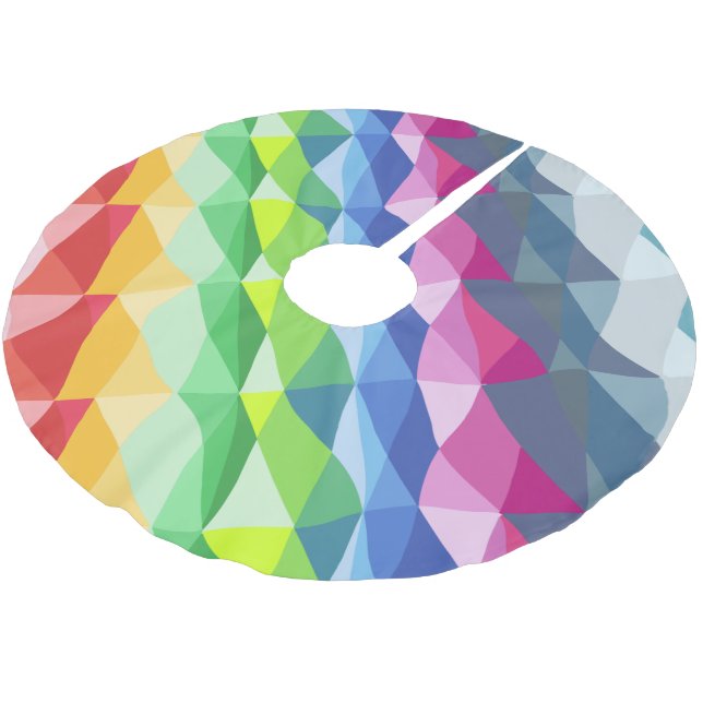 Abstract Geometric Rainbow Prism Shapes Pattern Brushed Polyester Tree Skirt (Angled)