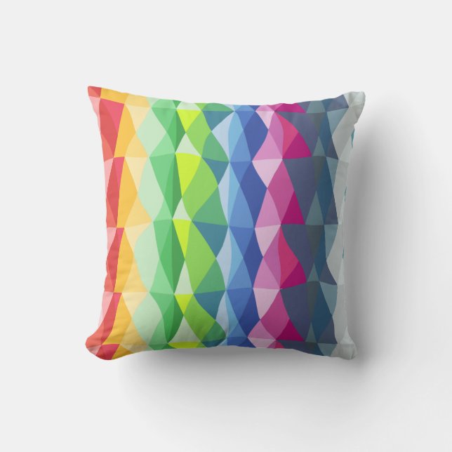 Abstract Geometric Rainbow Prism Shapes Pattern Cushion (Front)