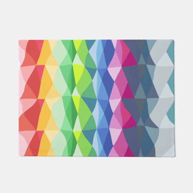 Abstract Geometric Rainbow Prism Shapes Pattern Doormat (Front)