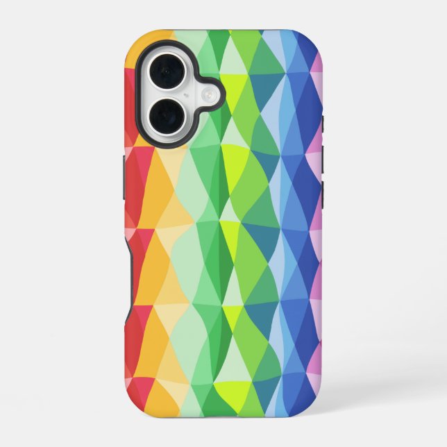 Abstract Geometric Rainbow Prism Shapes Pattern iPhone 16 Case (Back)