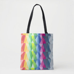 Abstract Geometric Rainbow Prism Shapes Pattern Tote Bag