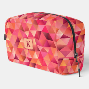 Abstract Geometric Red Orange Pink Monogram Dopp Kit