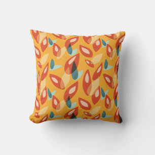 Abstract Geometric Retro Pattern In Yellow Orange Cushion
