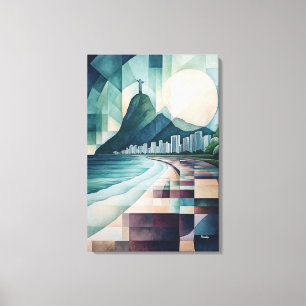 Abstract Geometric Rio de Janeiro Skyline Canvas Print