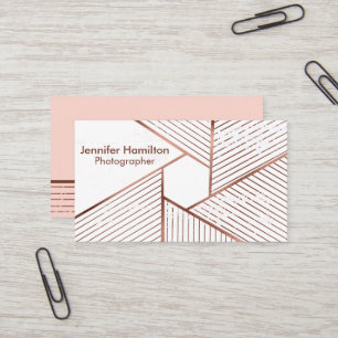 Abstract Geometric Rose Gold Foil Photographer Business Card