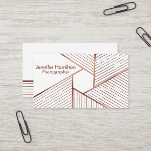 Abstract Geometric Rose Gold Foil Photographer Business Card