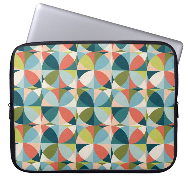 Abstract geometric seamless pattern in mid-century laptop sleeve (Front)