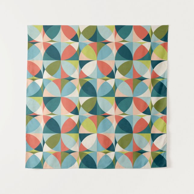 Abstract geometric seamless pattern in mid-century tapestry (Front)