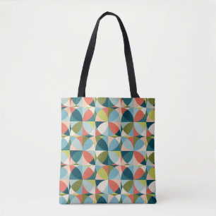 Abstract geometric seamless pattern in mid-century tote bag