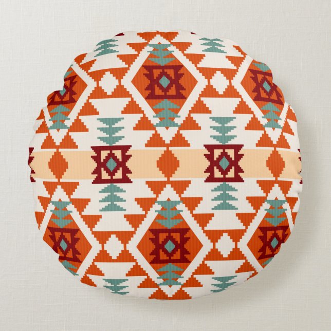 Abstract geometric seamless pattern,native america round cushion (Front)
