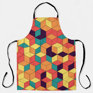 Abstract geometric seamless pattern of color cubes apron