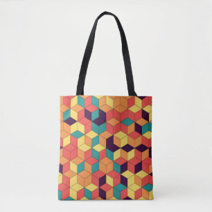 Abstract geometric seamless pattern of color cubes tote bag