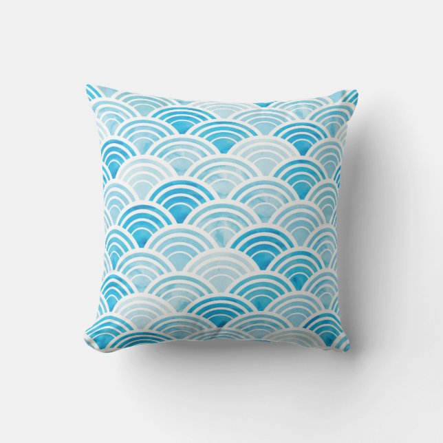 Abstract geometric seamless pattern with blue wate cushion (Front)