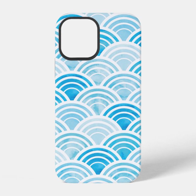 Abstract geometric seamless pattern with blue wate iPhone case (Back)