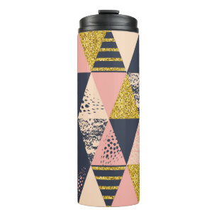 Abstract geometric seamless pattern with trendy gl thermal tumbler