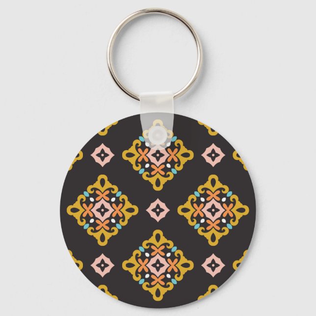 Abstract Geometric: Seamless Vintage Texture Key Ring (Front)